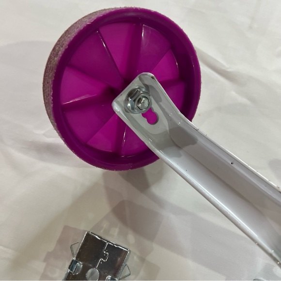 Girls 16 Inch Purple/White Adjustable Bicycle Training Wheels Used - Picture 5 of 16